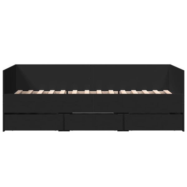 vidaXL Sof&aacute;-cama com gavetas sem colch&atilde;o 75x190 cm preto