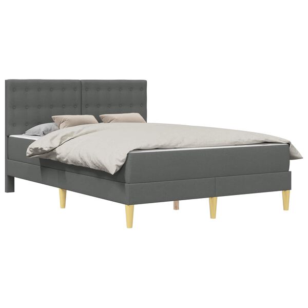 vidaXL Estrutura de cama com colch&atilde;o Cinza Escuro 120 x 190 cm tecido