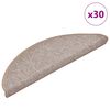 vidaXL Tapetes de escada 30 pe&ccedil;as 56x17x3 cm marrom claro semicircular