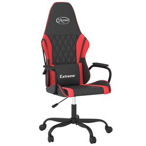 vidaXL Cadeira gaming massagens couro artificial preto e vermelho