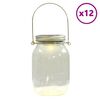 vidaXL Luz solar de vidro para exterior 12 pcs branco quente