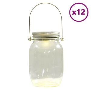 vidaXL Luz solar de vidro para exterior 12 pcs branco quente