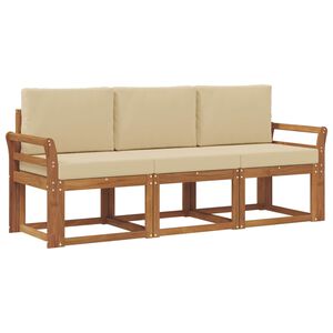 vidaXL Conjunto de Sof&aacute;s para Exterior 3 unid. Natural e Bege