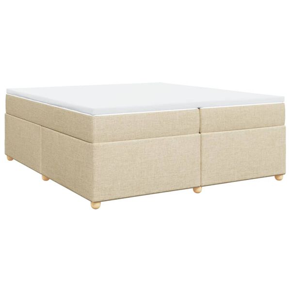 vidaXL Cama com molas/colch&atilde;o 200x200 cm tecido cor creme