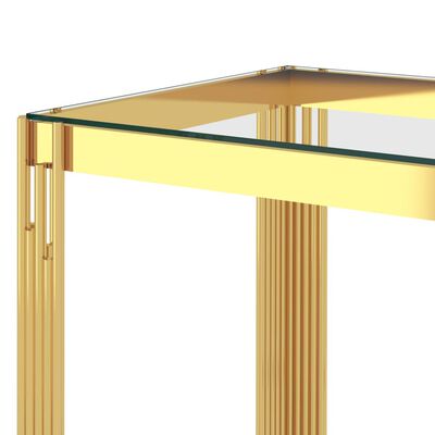 vidaXL Mesa de centro 55x55x55 cm aço inoxidável dourado e vidro