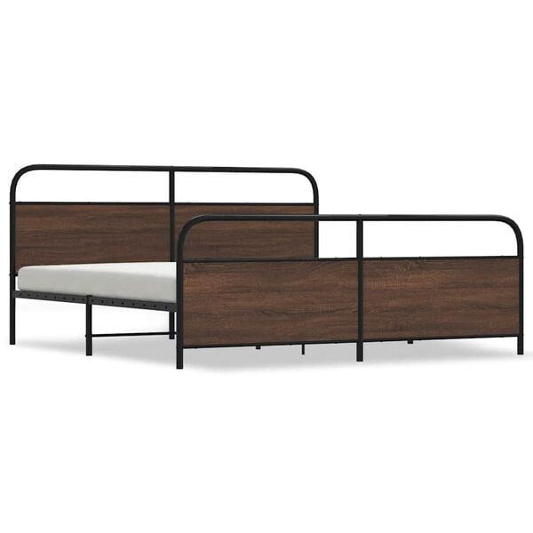 vidaXL Estrutura cama sem colchão 193x203 cm metal carvalho castanho
