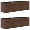 vidaXL Canteiro jardim com 3 vasos 2pcs 105x30x32 cm vime PE castanho