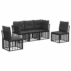vidaXL Conjunto de Sof&aacute;s para Exterior Preto Poli&eacute;ster