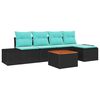 vidaXL Conjunto de Sof&aacute; de Jardim 6 unid. Preto vime PE
