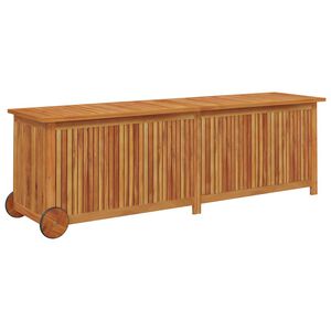 vidaXL Caixa de arruma&ccedil;&atilde;o p/ jardim c/ rodas 150x50x58cm ac&aacute;cia maci&ccedil;a