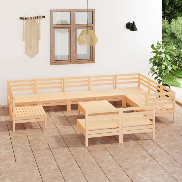 vidaXL 11 pcs conjunto lounge de jardim pinho maci&ccedil;o