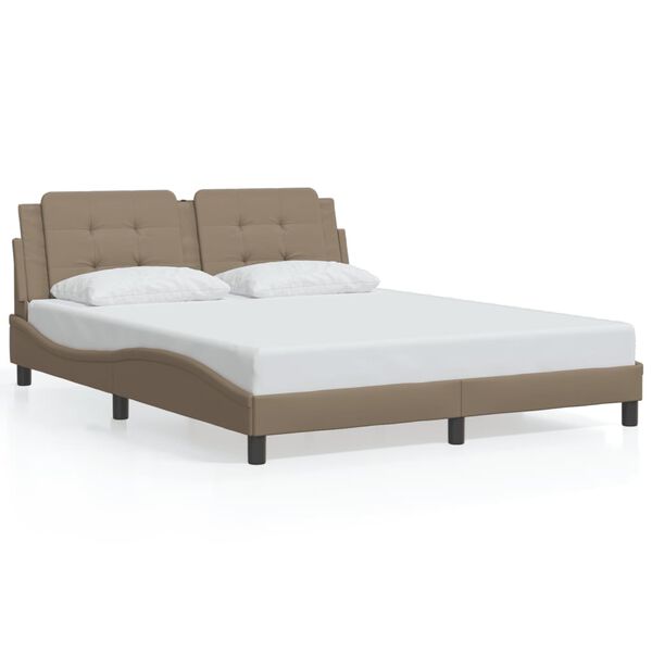 vidaXL Estrutura de cama sem colchão Zadar 160x200 cm couro artificial cappuccino