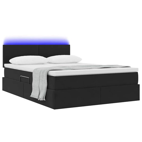 vidaXL Cama com arruma&ccedil;&atilde;o e LED com colch&atilde;o Preto 140 x 190 cm Veludo