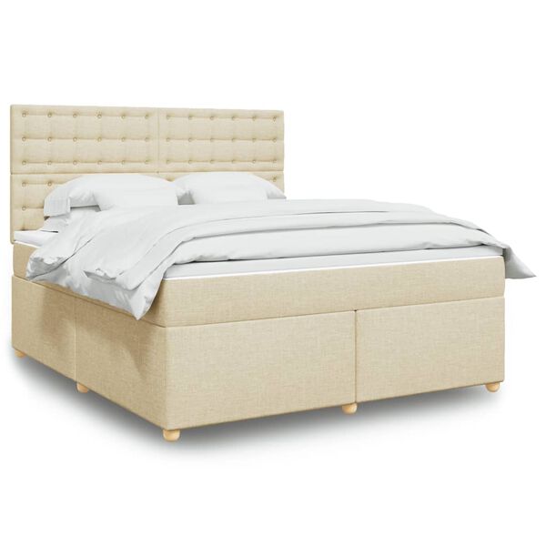 vidaXL Cama com molas/colch&atilde;o 180x200 cm tecido cor creme