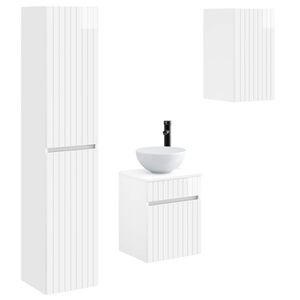 vidaXL Conjunto de M&oacute;veis para Banheiro 3 unid. Branco Brilhante