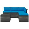 vidaXL 6 pcs conjunto lounge de paletes p/ jardim com almofad&otilde;es pinho