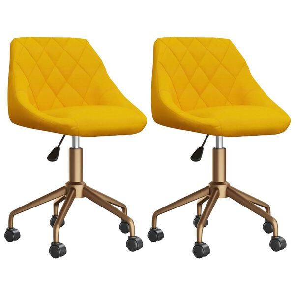 vidaXL Cadeiras de jantar girat&oacute;rias 2 pcs veludo amarelo mostarda