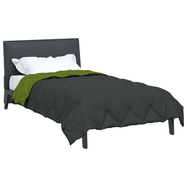 vidaXL Duvet de Ano Inteiro Verde e Antracite 200 x 155 cm Microfibra