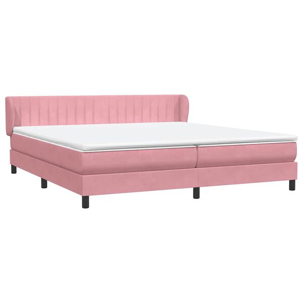vidaXL Cama com molas/colch&otilde;es 180x220 cm veludo rosa