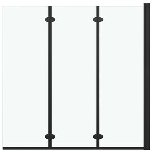 vidaXL Divis&oacute;ria de chuveiro dobr&aacute;vel 3 pain&eacute;is ESG 130x138 cm preto