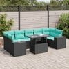 vidaXL 8 pcs conjunto sof&aacute;s jardim com almofad&otilde;es vime PE/ac&aacute;cia preto