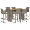 vidaXL 7 pcs conj. bar jardim sem almofad&otilde;es vime PE/ac&aacute;cia cinzento