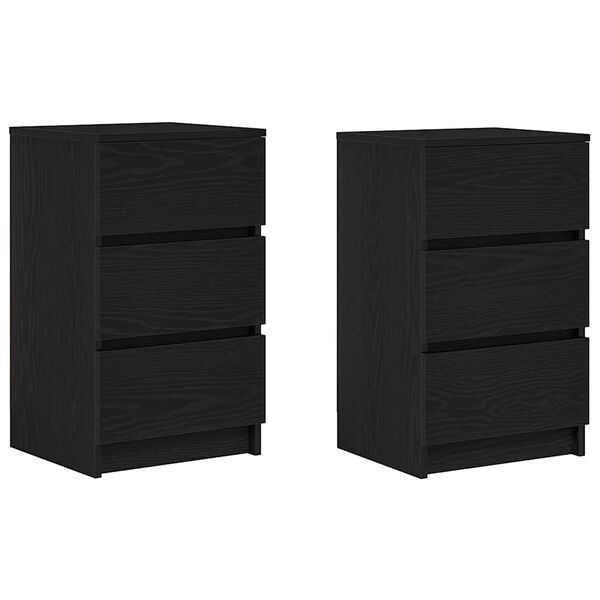 vidaXL Mesas de cabeceira 3 gavetas 2 pcs 39x35x65cm preto