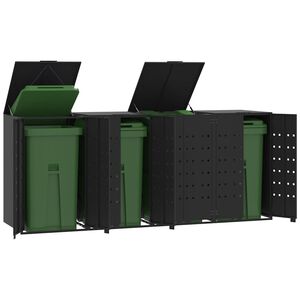 vidaXL Abrigo para 4 caixotes do lixo 276x79x117 cm a&ccedil;o preto