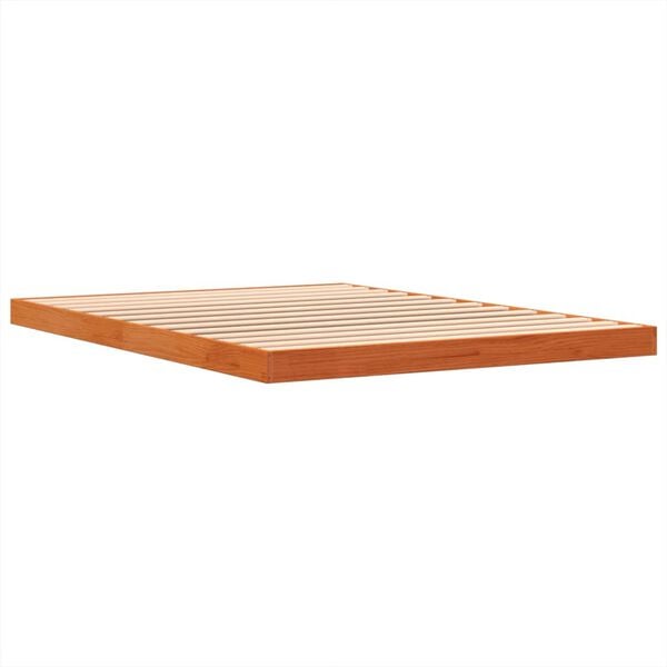 vidaXL Estrutura de cama 135x190 cm madeira pinho maciça castanho cera