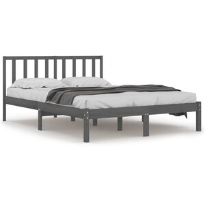 vidaXL Estrutura de cama 200x200 cm pinho maci&ccedil;o cinzento