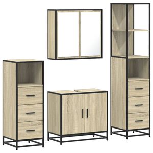 vidaXL 4 pcs conj. m&oacute;veis casa banho derivados madeira carvalho sonoma