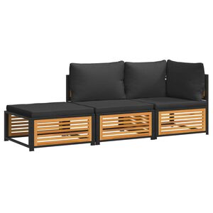vidaXL 3 pcs conjunto de sof&aacute;s de jardim com almofad&otilde;es ac&aacute;cia maci&ccedil;a