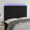 vidaXL Cabeceira cama c/ LED veludo 144x5x118/128 cm preto