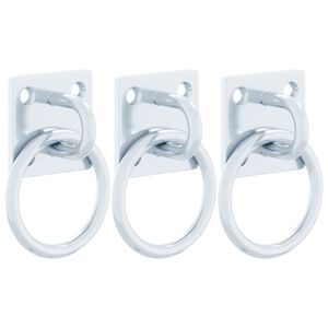 vidaXL An&eacute;is de engate com placas 3 pcs a&ccedil;o prateado