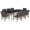 vidaXL 9 pcs conjunto de jantar p/ jardim c/ almofad&otilde;es vime PE cinza