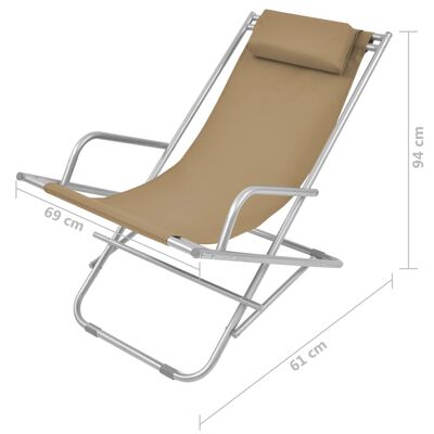 vidaXL Cadeiras de jardim reclináveis 2 pcs aço cinzento-acastanhado