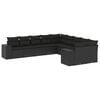 vidaXL 10 pcs conjunto sof&aacute;s de jardim c/ almofad&otilde;es vime PE preto