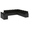 vidaXL 11 pcs conjunto sof&aacute;s de jardim c/ almofad&otilde;es vime PE preto