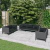 vidaXL 7 pcs conj. lounge jardim c/ almofadões vime PE cinzento-escuro