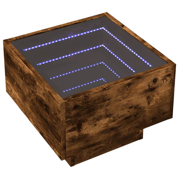 vidaXL Mesa de cabeceira c/ LED Infinity 40x40x30 cm carvalho fumado