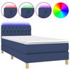 vidaXL Cama box spring c/ colch&atilde;o e LED 90x200 cm tecido azul