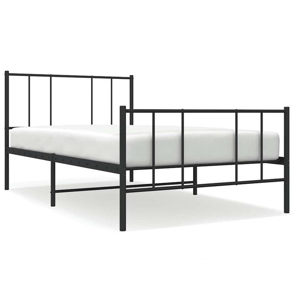 vidaXL Estrutura de cama com cabeceira e p&eacute;s 90x190 cm metal preto
