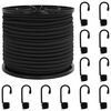 vidaXL Cordas Bungee com Ganchos 100 mm Preto PP e Borracha