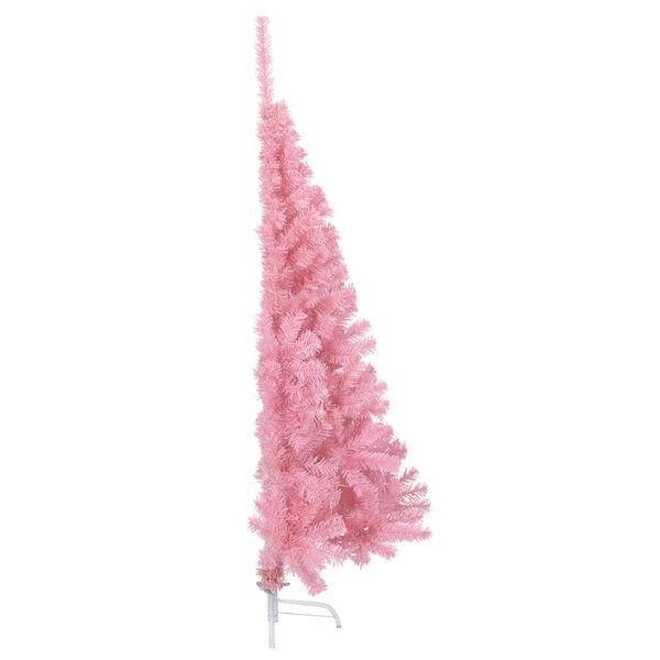 vidaXL Meia &aacute;rvore de Natal artificial com suporte 150 cm PVC rosa