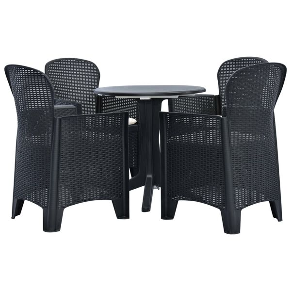 vidaXL Conjunto de jantar para exterior 5 pcs pl&aacute;stico vime antracite