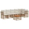 vidaXL Conjunto de Sof&aacute; de Jardim 7 pcs Natural e Branco Creme vime PE