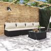 vidaXL 5 pcs conjunto lounge de jardim c/ almofad&otilde;es vime PE preto