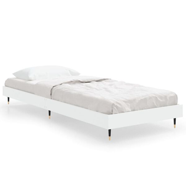 vidaXL Estrutura de cama 75x190 cm derivados de madeira branco