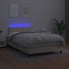 vidaXL Cama box spring c/ colch&atilde;o/LED 120x200cm couro artificial creme