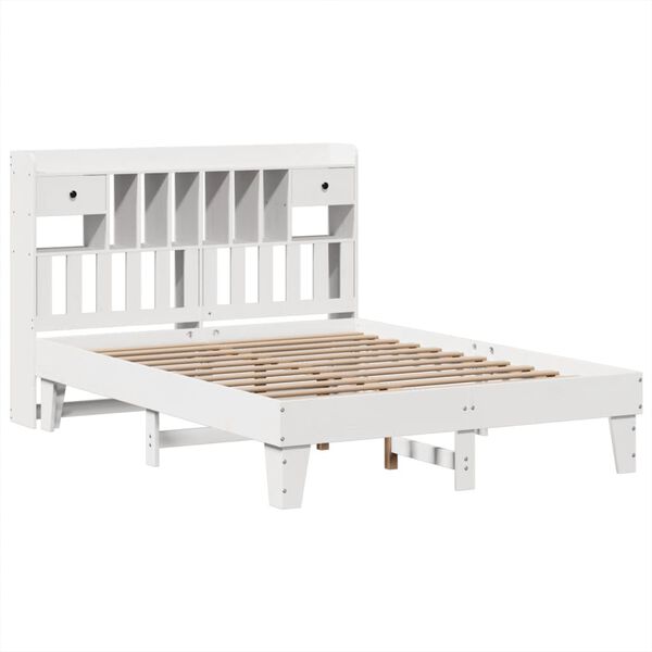 vidaXL Cama sem colch&atilde;o 140x190 cm madeira de pinho maci&ccedil;a branco